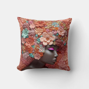 African American Woman Black Queen Melanin Poppin  Cushion