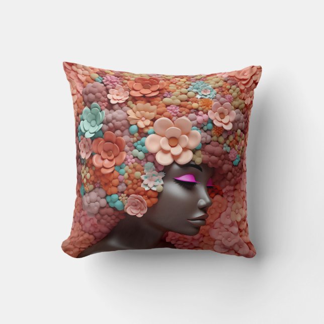 African American Woman Black Queen Melanin Poppin  Cushion (Front)