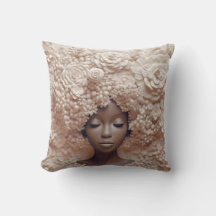 African American Woman Black Queen Melanin Poppin  Cushion