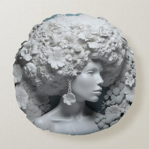 African American Woman Black Queen Melanin Poppin  Round Cushion