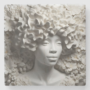 African American Woman Black Queen Melanin Poppin Stone Coaster