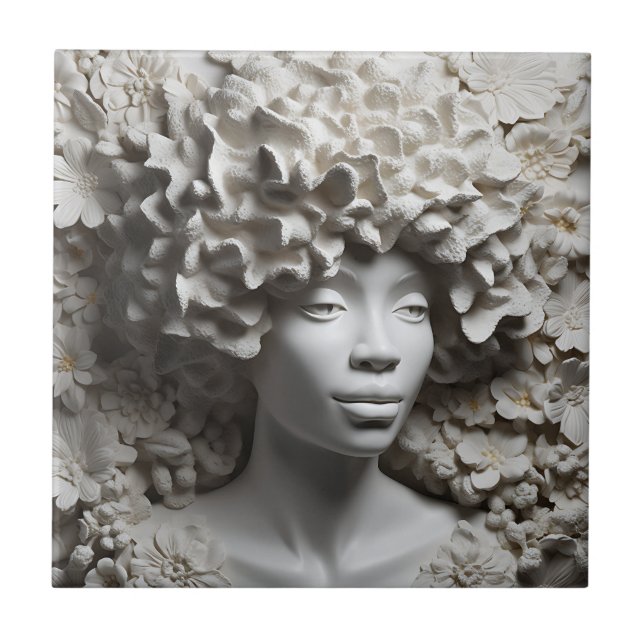 African American Woman Black Queen Melanin Poppin Tile (Front)