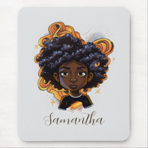 African American Woman - Brown Swirls Mouse Mat