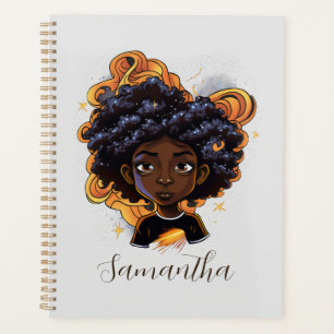 African American Woman - Brown Swirls Planner