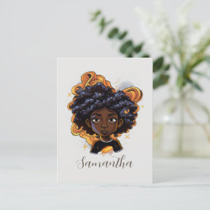 African American Woman - Brown Swirls Postcard