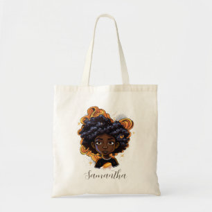 African American Woman - Brown Swirls Tote Bag