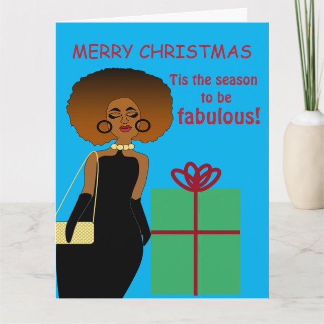 African American Woman Christmas Card (Front)
