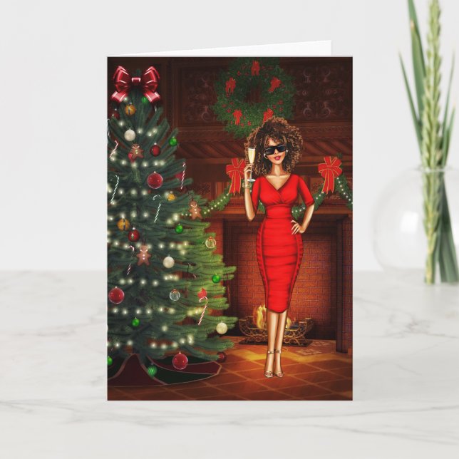 African American Woman Christmas Card (Front)