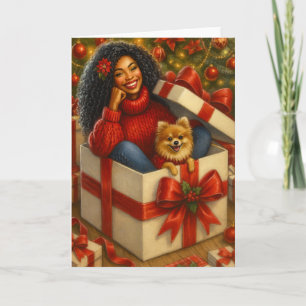 African American Woman Christmas Card Black Card