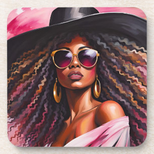African American Woman Coasters with Cork back