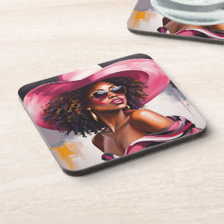 African American Woman Coasters with Cork Backing