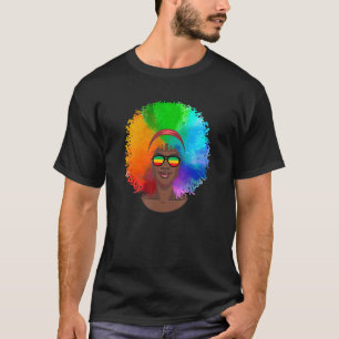 African American Woman Colourful Rainbow Afro Sung T-Shirt