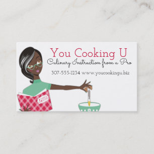 African American woman cooking baking cracking egg Business Card