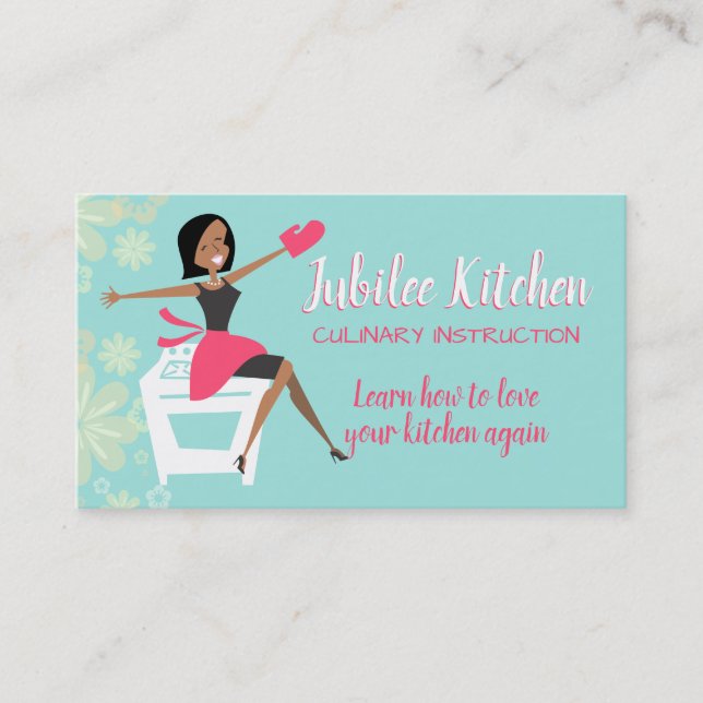African American woman cooking class personal chef Business Card (Front)