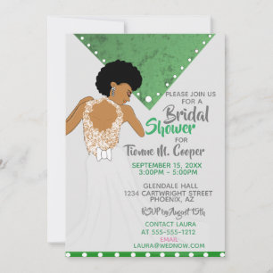 African American Woman Emerald Bridal Shower Invitation
