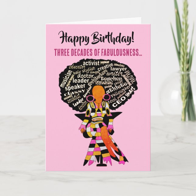 African American Woman Fabulous 30th Birthday Card (Front)