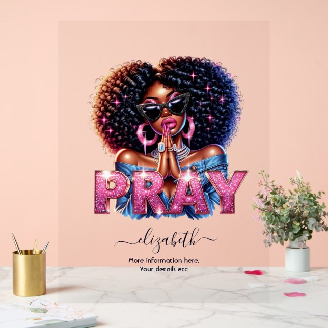 African American Woman Faith-Based Christian Acrylic Sign (Wedding)