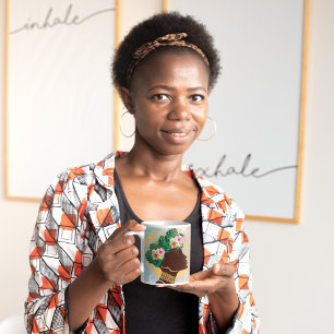 African American Woman Floral Crown Coffee Mug