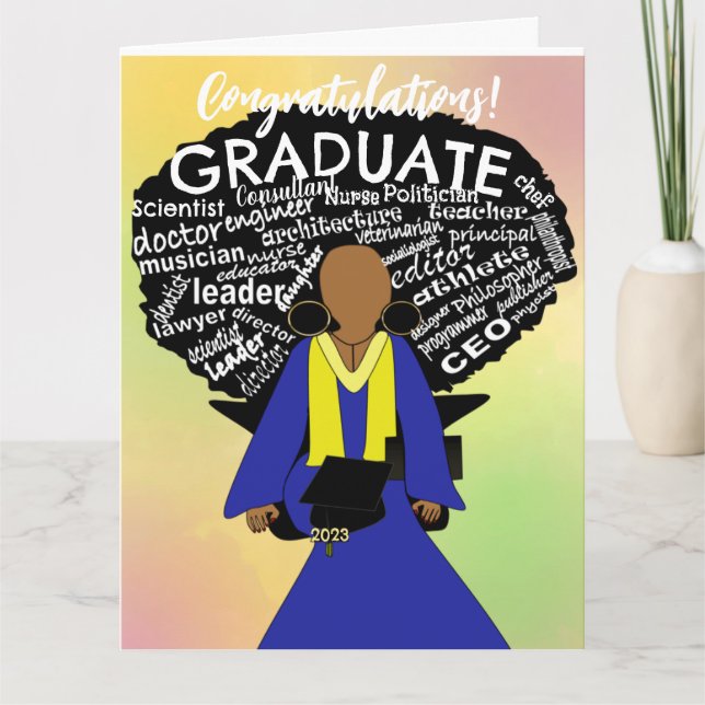 African American Woman Grad Graduation Card (Front)
