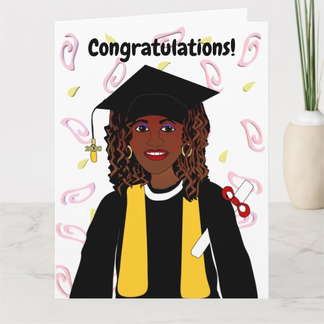 African American Woman Grad Graduation Card (Front)