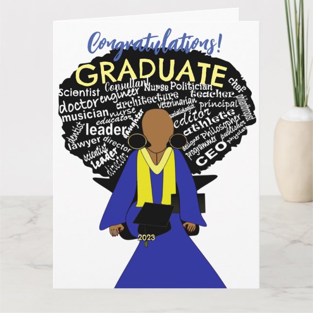 African American Woman Grad Graduation Card (Front)