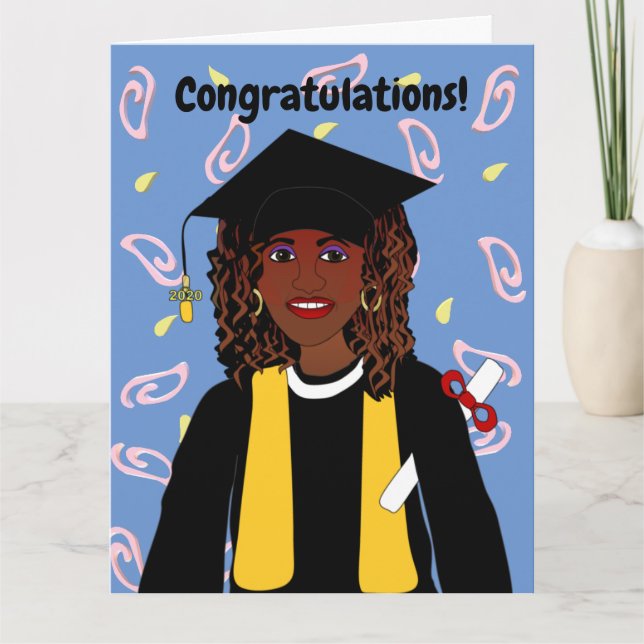 African American Woman Grad Graduation Card (Front)