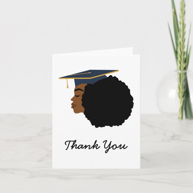 African American Woman Graduation Thank You (Front)