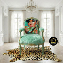 African American Woman Green Martini Decoupage