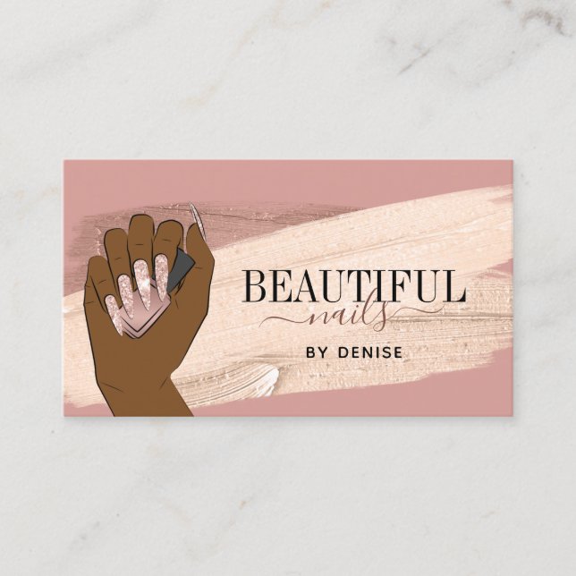 african american woman hand with beautiful nails b business card (Front)
