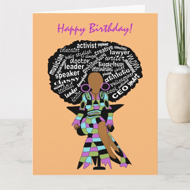 African American Woman Happy Birthday Card (Front)
