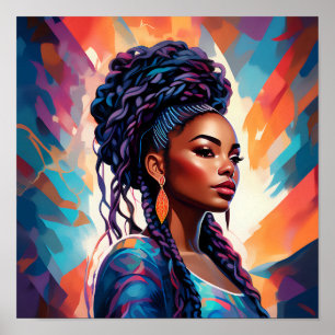 African American Woman Her Hair in a Crown Poster