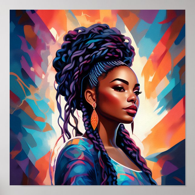 African American Woman Her Hair in a Crown Poster (Front)