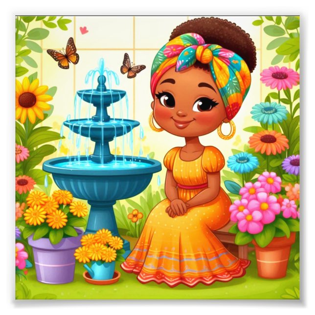 African American Woman in a Garden Photo Print (Front)