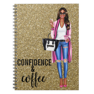 African American Woman in Pink Notebook