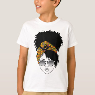 African American Woman Kente Cloth Headband Natura T-Shirt
