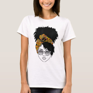 African American Woman Kente Cloth Headband Natura T-Shirt