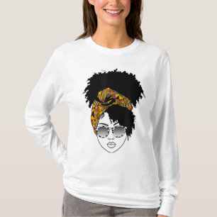 African American Woman Kente Cloth Headband Natura T-Shirt