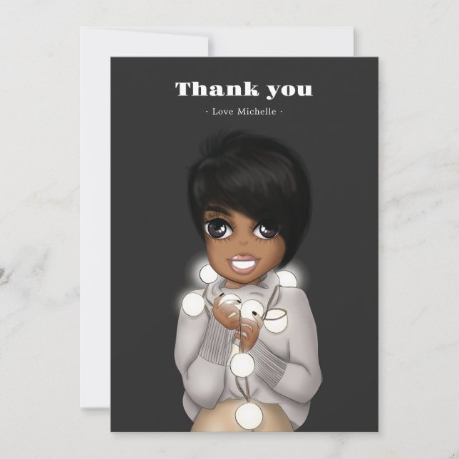 African American Woman New Year's/Christmas Thank You Card (Front)