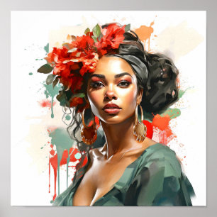 African American Woman Painting  Poster