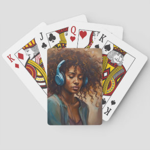 African American Woman Playing Cards