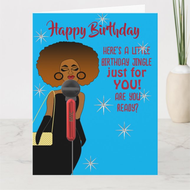 African American Woman Singing Guitar Birthday  Card (Front)