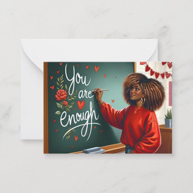 African American Woman Teacher Valentine's Card (Front)