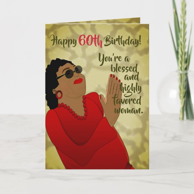 African American Woman Trendy 60th Birthday Card (Front)