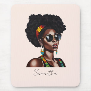African American Woman with Chic Sunglasses Mouse Mat