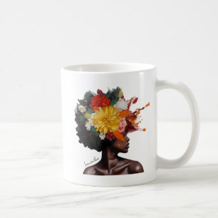 African-American Woman with Floral Afro Hair (2) Coffee Mug