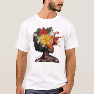 African-American Woman with Floral Afro Hair (2) T-Shirt