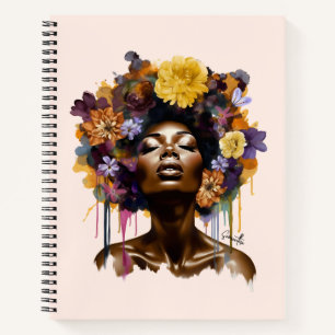 African-American Woman with Floral Afro Hair (3) Notebook
