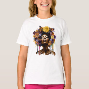 African-American Woman with Floral Afro Hair (3) T-Shirt