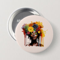 African-American Woman with Floral Afro Hair
