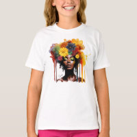 African-American Woman with Floral Afro Hair